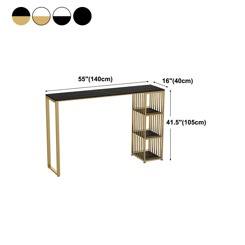 Glam Marble Bar Table with Rectangle Table Top Double Pedestal Table with 42-inch Height Clearhalo 'Bar Furniture' 'Bar Tables' 'bar_tables' 'furn' 'furn_bar_tables' 'Furniture' 'furniture_bar_tables' 'Kitchen & Dining Furniture' 4463356