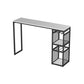 Glam White Marble Bar Table with Rectangle Table Top Gold Sled Table - 42" H Black White Without Chairs Clearhalo 'Bar Furniture' 'Bar Tables' 'bar_tables' 'furn' 'furn_bar_tables' 'Furniture' 'furniture_bar_tables' 'Kitchen & Dining Furniture' 4463359