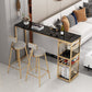 Glam White Marble Bar Table with Rectangle Table Top Gold Sled Table - 42" H 78.7"L x 15.7"W x 41.3"H Gold-Black Without Chairs Clearhalo 'Bar Furniture' 'Bar Tables' 'bar_tables' 'furn' 'furn_bar_tables' 'Furniture' 'furniture_bar_tables' 'Kitchen & Dining Furniture' 4463361
