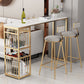 Glam White Marble Bar Table with Rectangle Table Top Gold Sled Table - 42" H 70.9"L x 15.7"W x 41.3"H White-Gold Without Chairs Clearhalo 'Bar Furniture' 'Bar Tables' 'bar_tables' 'furn' 'furn_bar_tables' 'Furniture' 'furniture_bar_tables' 'Kitchen & Dining Furniture' 4463363