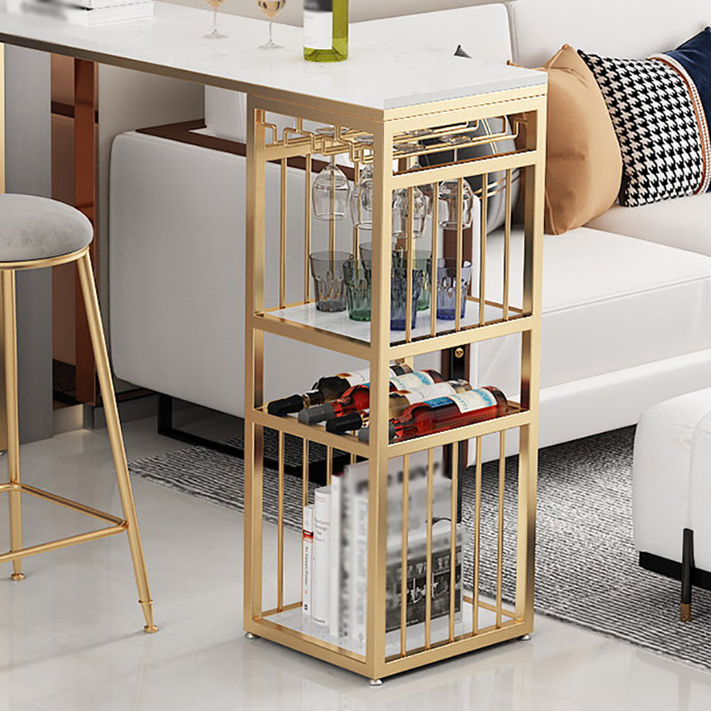 Glam White Marble Bar Table with Rectangle Table Top Gold Sled Table - 42" H Clearhalo 'Bar Furniture' 'Bar Tables' 'bar_tables' 'furn' 'furn_bar_tables' 'Furniture' 'furniture_bar_tables' 'Kitchen & Dining Furniture' 4463365