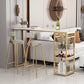 Glam White Marble Bar Table with Rectangle Table Top Gold Sled Table - 42" H Clearhalo 'Bar Furniture' 'Bar Tables' 'bar_tables' 'furn' 'furn_bar_tables' 'Furniture' 'furniture_bar_tables' 'Kitchen & Dining Furniture' 4463368