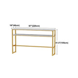 Glam White Marble Pub Table with Rectangle Table Top Gold Trestle Table - 42" H Clearhalo 'Bar Furniture' 'Bar Tables' 'bar_tables' 'furn' 'furn_bar_tables' 'Furniture' 'furniture_bar_tables' 'Kitchen & Dining Furniture' 4463409