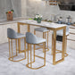 Glam White Marble Table with Rectangle Table Top Gold Sled Table - 42" H 70.9"L x 15.7"W x 41.3"H Without Chairs Clearhalo 'Bar Furniture' 'Bar Tables' 'bar_tables' 'furn' 'furn_bar_tables' 'Furniture' 'furniture_bar_tables' 'Kitchen & Dining Furniture' 4463416