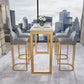 Glam White Marble Table with Rectangle Table Top Gold Sled Table - 42" H Clearhalo 'Bar Furniture' 'Bar Tables' 'bar_tables' 'furn' 'furn_bar_tables' 'Furniture' 'furniture_bar_tables' 'Kitchen & Dining Furniture' 4463420