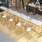 Glam Wood Bar Table with Rectangle Table Top Gold Trestle Table - 42" H 94.5"L x 15.7"W x 41.3"H White-Gold Without Chairs Clearhalo 'Bar Furniture' 'Bar Tables' 'bar_tables' 'furn' 'furn_bar_tables' 'Furniture' 'furniture_bar_tables' 'Kitchen & Dining Furniture' 4463432