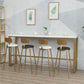 Glam Wood Bar Table with Rectangle Table Top Gold Trestle Table - 42" H 102.4"L x 15.7"W x 41.3"H White-Gold Without Chairs Clearhalo 'Bar Furniture' 'Bar Tables' 'bar_tables' 'furn' 'furn_bar_tables' 'Furniture' 'furniture_bar_tables' 'Kitchen & Dining Furniture' 4463435