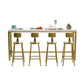 Glam Wood Bar Table with Rectangle Table Top Gold Trestle Table - 42" H White-Gold Without Chairs Clearhalo 'Bar Furniture' 'Bar Tables' 'bar_tables' 'furn' 'furn_bar_tables' 'Furniture' 'furniture_bar_tables' 'Kitchen & Dining Furniture' 4463437