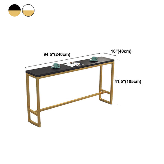 Glam Wood Bar Table with Rectangle Table Top Gold Trestle Table - 42" H Clearhalo 'Bar Furniture' 'Bar Tables' 'bar_tables' 'furn' 'furn_bar_tables' 'Furniture' 'furniture_bar_tables' 'Kitchen & Dining Furniture' 4463443