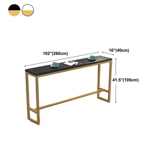 Glam Wood Bar Table with Rectangle Table Top Gold Trestle Table - 42" H Clearhalo 'Bar Furniture' 'Bar Tables' 'bar_tables' 'furn' 'furn_bar_tables' 'Furniture' 'furniture_bar_tables' 'Kitchen & Dining Furniture' 4463444