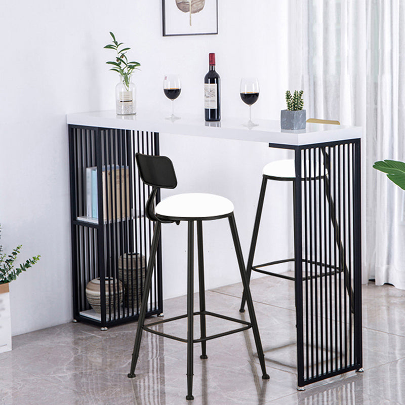 Modern White Marble Table with Rectangle Table Top Sled Table - 42" H Black White Without Chairs Clearhalo 'Bar Furniture' 'Bar Tables' 'bar_tables' 'furn' 'furn_bar_tables' 'Furniture' 'furniture_bar_tables' 'Kitchen & Dining Furniture' 4463446