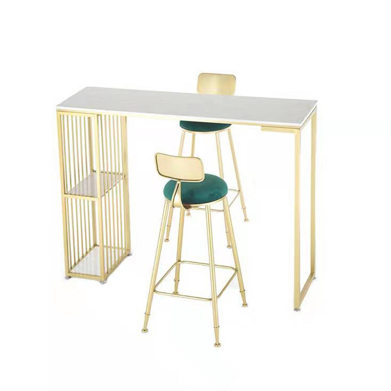 Modern White Marble Table with Rectangle Table Top Sled Table - 42" H Clearhalo 'Bar Furniture' 'Bar Tables' 'bar_tables' 'furn' 'furn_bar_tables' 'Furniture' 'furniture_bar_tables' 'Kitchen & Dining Furniture' 4463450