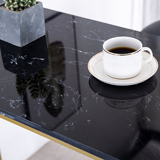 Modern White Marble Table with Rectangle Table Top Sled Table - 42" H Clearhalo 'Bar Furniture' 'Bar Tables' 'bar_tables' 'furn' 'furn_bar_tables' 'Furniture' 'furniture_bar_tables' 'Kitchen & Dining Furniture' 4463451