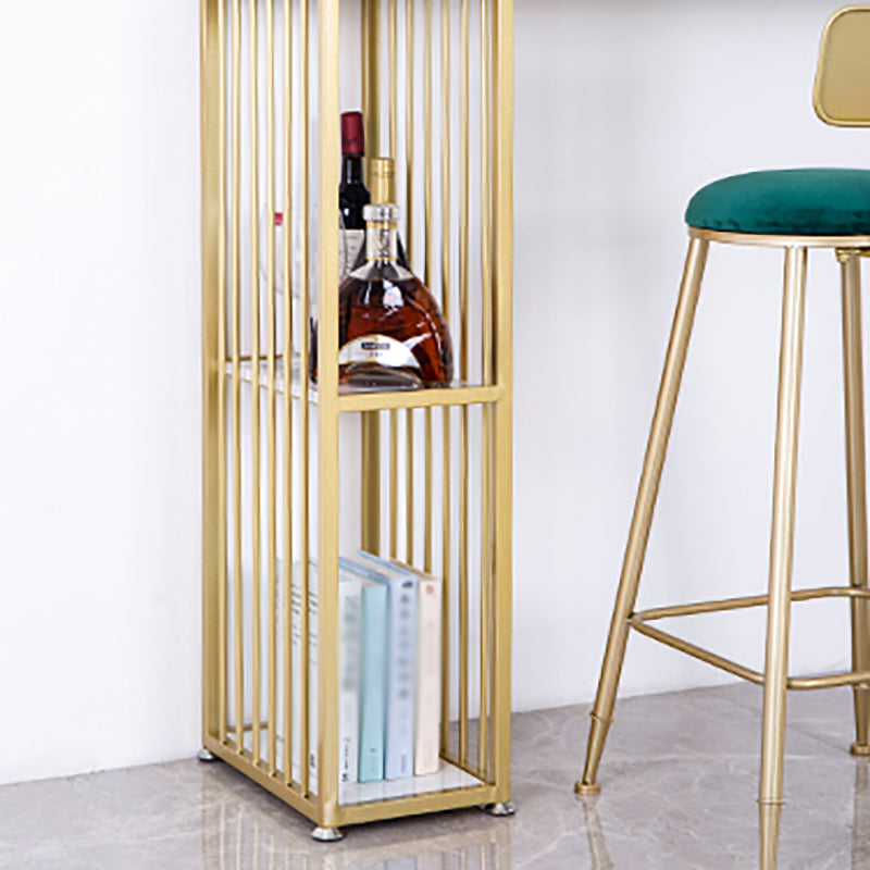 Modern White Marble Table with Rectangle Table Top Sled Table - 42" H Clearhalo 'Bar Furniture' 'Bar Tables' 'bar_tables' 'furn' 'furn_bar_tables' 'Furniture' 'furniture_bar_tables' 'Kitchen & Dining Furniture' 4463452