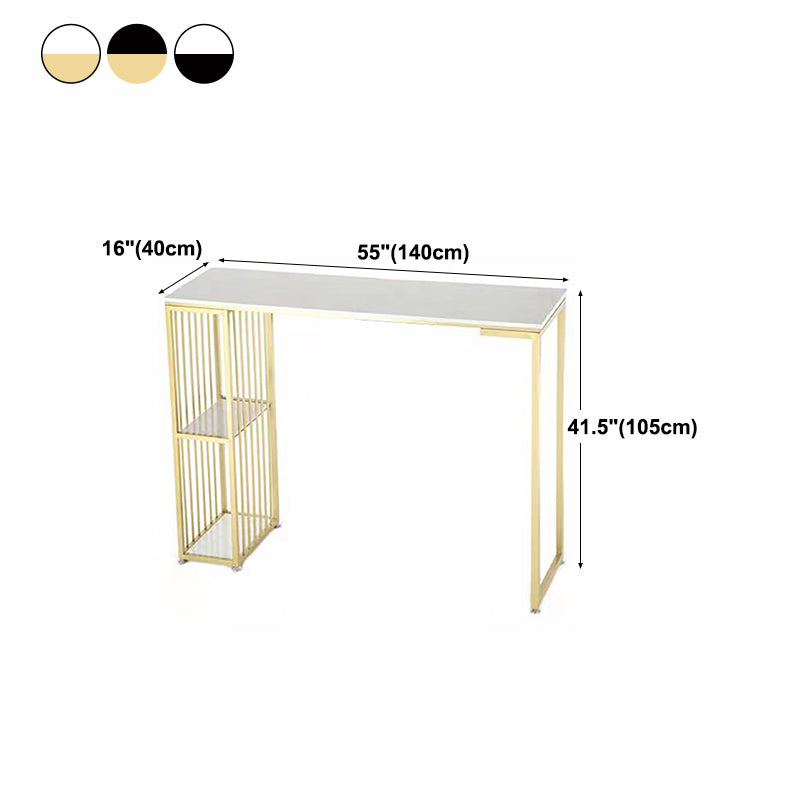 Modern White Marble Table with Rectangle Table Top Sled Table - 42" H Clearhalo 'Bar Furniture' 'Bar Tables' 'bar_tables' 'furn' 'furn_bar_tables' 'Furniture' 'furniture_bar_tables' 'Kitchen & Dining Furniture' 4463459