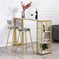 Glam White Marble Table with Rectangle Table Top Double Pedestal Table - 42" H 63"L x 15.7"W x 41.3"H Gold Without Chairs Clearhalo 'Bar Furniture' 'Bar Tables' 'bar_tables' 'furn' 'furn_bar_tables' 'Furniture' 'furniture_bar_tables' 'Kitchen & Dining Furniture' 4463477