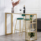 Glam White Marble Table with Rectangle Table Top Double Pedestal Table - 42" H Clearhalo 'Bar Furniture' 'Bar Tables' 'bar_tables' 'furn' 'furn_bar_tables' 'Furniture' 'furniture_bar_tables' 'Kitchen & Dining Furniture' 4463485