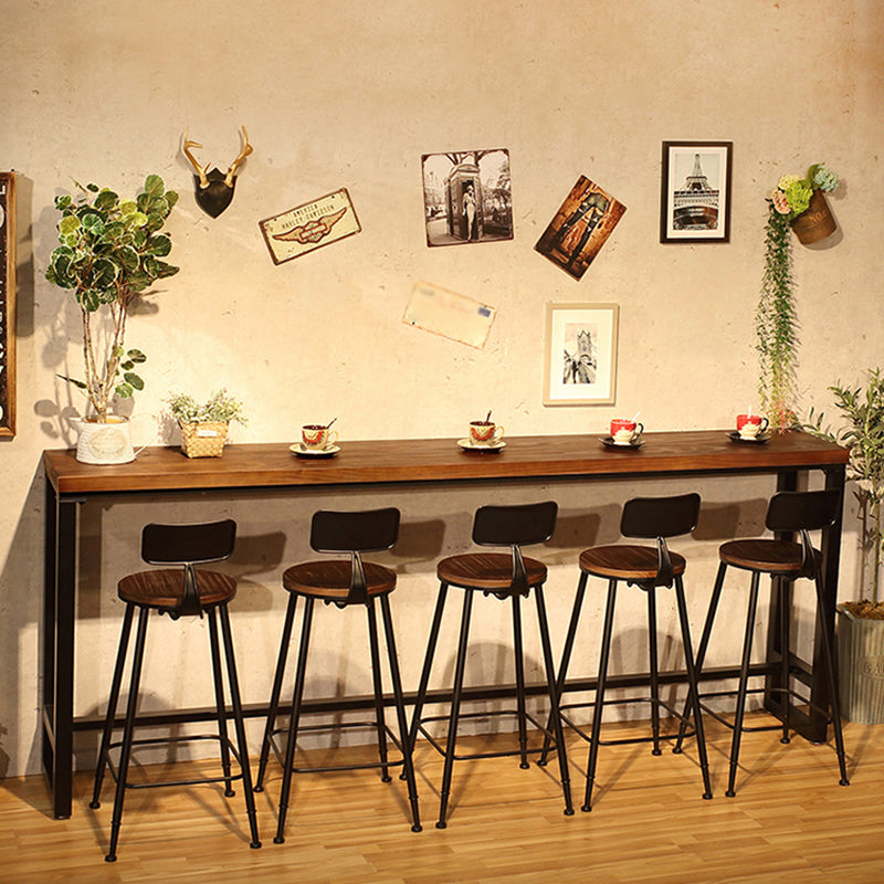 Modern Wood Bar Table with Rectangle Table Top Black Trestle Table with 42-inch Height 102.4"L x 15.7"W x 41.3"H Without Chairs Clearhalo 'Bar Furniture' 'Bar Tables' 'bar_tables' 'furn' 'furn_bar_tables' 'Furniture' 'furniture_bar_tables' 'Kitchen & Dining Furniture' 4463494