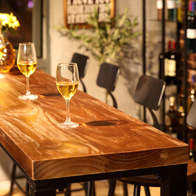 Modern Wood Bar Table with Rectangle Table Top Black Trestle Table with 42-inch Height Clearhalo 'Bar Furniture' 'Bar Tables' 'bar_tables' 'furn' 'furn_bar_tables' 'Furniture' 'furniture_bar_tables' 'Kitchen & Dining Furniture' 4463500