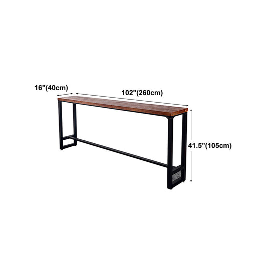 Modern Wood Bar Table with Rectangle Table Top Black Trestle Table with 42-inch Height Clearhalo 'Bar Furniture' 'Bar Tables' 'bar_tables' 'furn' 'furn_bar_tables' 'Furniture' 'furniture_bar_tables' 'Kitchen & Dining Furniture' 4463508