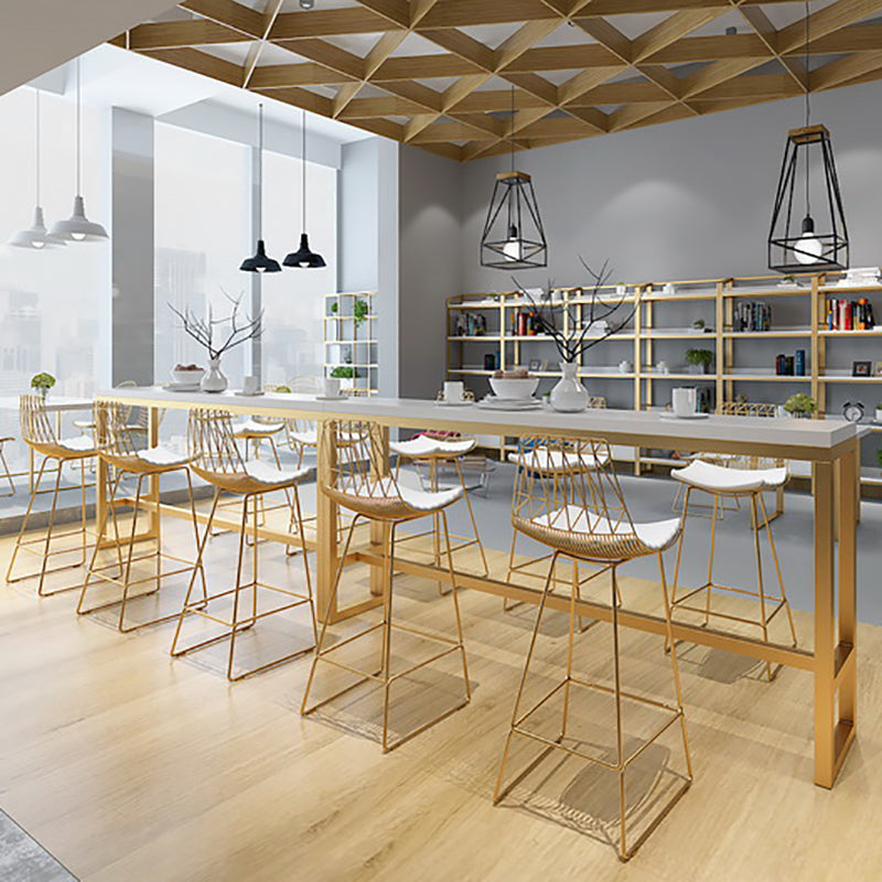 White Glam Style Bar Table in Metal and Wood Bar Indoor Bar Counter 47.2"L x 15.7"W x 41.3"H Without Chairs Clearhalo 'Bar Furniture' 'Bar Tables' 'bar_tables' 'furn' 'furn_bar_tables' 'Furniture' 'furniture_bar_tables' 'Kitchen & Dining Furniture' 4463514
