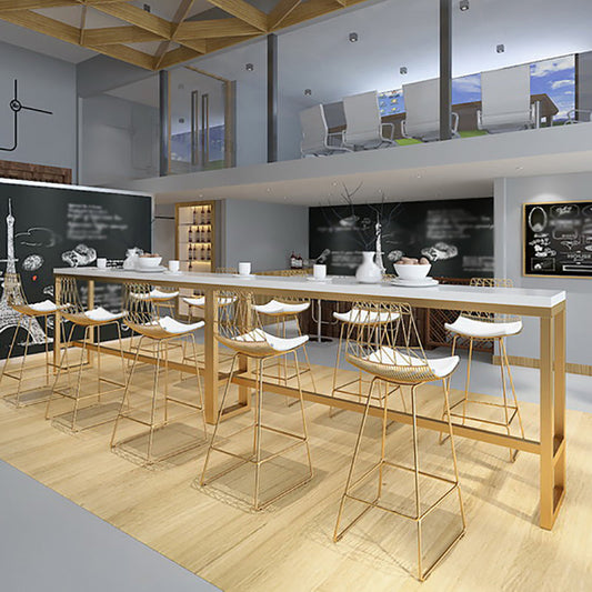 White Glam Style Bar Table in Metal and Wood Bar Indoor Bar Counter Clearhalo 'Bar Furniture' 'Bar Tables' 'bar_tables' 'furn' 'furn_bar_tables' 'Furniture' 'furniture_bar_tables' 'Kitchen & Dining Furniture' 4463516