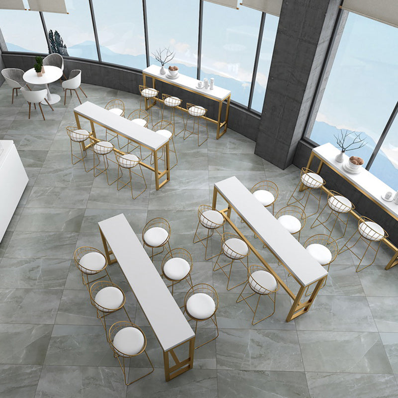 White Glam Style Bar Table in Metal and Wood Bar Indoor Bar Counter Clearhalo 'Bar Furniture' 'Bar Tables' 'bar_tables' 'furn' 'furn_bar_tables' 'Furniture' 'furniture_bar_tables' 'Kitchen & Dining Furniture' 4463519