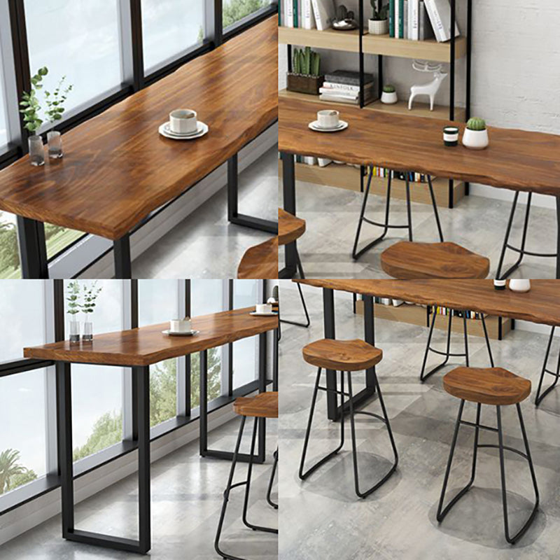 Brown Modern Style Bar Table Solid Wood and Iron Bar Table Coffee Shop Bar Table Clearhalo 'Bar Furniture' 'Bar Tables' 'bar_tables' 'furn' 'furn_bar_tables' 'Furniture' 'furniture_bar_tables' 'Kitchen & Dining Furniture' 4463531