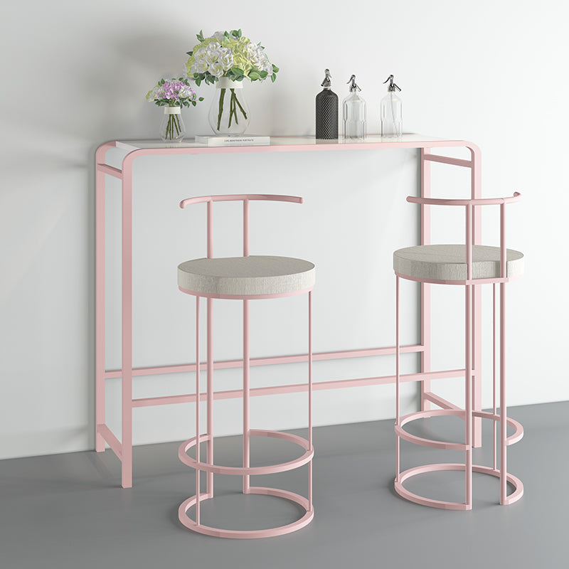 White and Pink Modern Style Bar Table in Wood and Metal Bar Table Milk Tea Shop Bar Table Pink Without Chairs Clearhalo 'Bar Furniture' 'Bar Tables' 'bar_tables' 'furn' 'furn_bar_tables' 'Furniture' 'furniture_bar_tables' 'Kitchen & Dining Furniture' 4463544