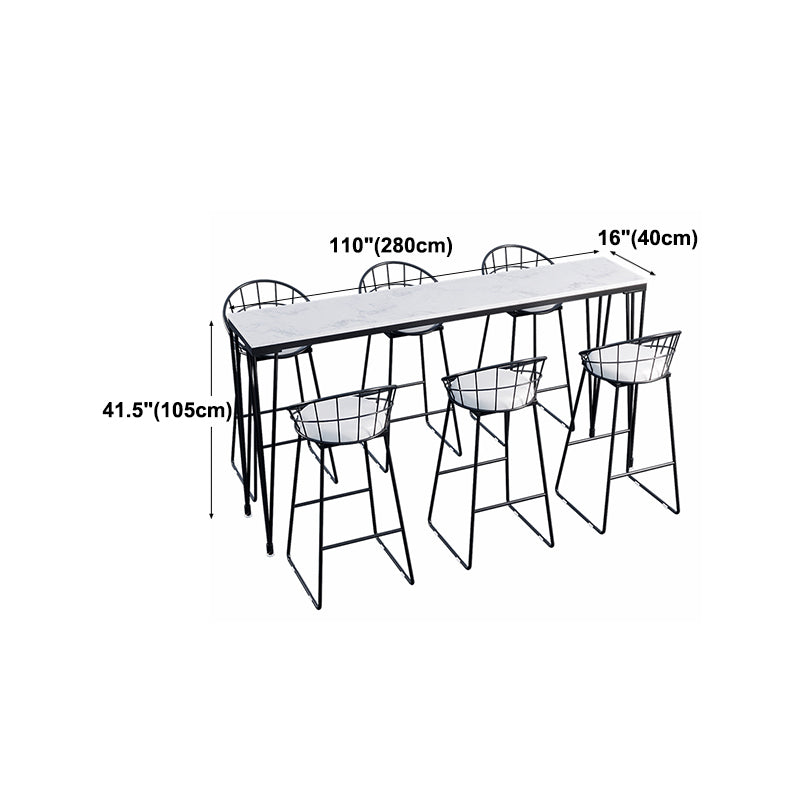 White Modern Style Rectangle Bar Table in Faux Marble and Metal Bar Table, Only Table Clearhalo 'Bar Furniture' 'Bar Tables' 'bar_tables' 'furn' 'furn_bar_tables' 'Furniture' 'furniture_bar_tables' 'Kitchen & Dining Furniture' 4463565