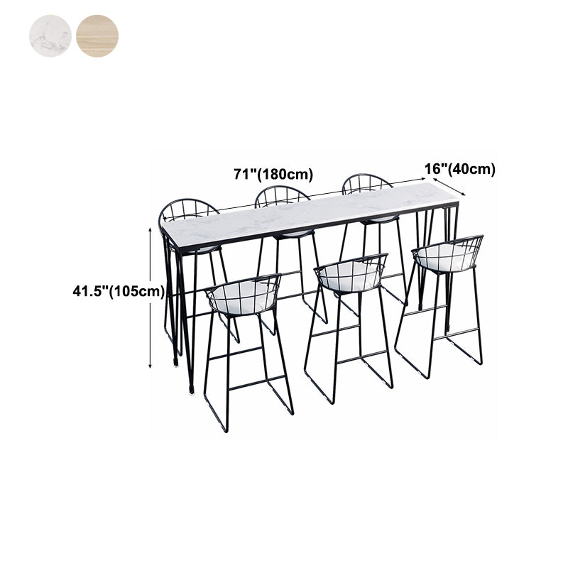 White Modern Style Rectangle Bar Table in Faux Marble and Metal Bar Table, Only Table Clearhalo 'Bar Furniture' 'Bar Tables' 'bar_tables' 'furn' 'furn_bar_tables' 'Furniture' 'furniture_bar_tables' 'Kitchen & Dining Furniture' 4463570