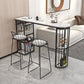 Glam White Marble Bar Table with Specialty Table Top Double Pedestal Table - 42" H White-Black Without Chairs Clearhalo 'Bar Furniture' 'Bar Tables' 'bar_tables' 'furn' 'furn_bar_tables' 'Furniture' 'furniture_bar_tables' 'Kitchen & Dining Furniture' 4463585