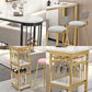 Glam White Marble Bar Table with Specialty Table Top Double Pedestal Table - 42" H Clearhalo 'Bar Furniture' 'Bar Tables' 'bar_tables' 'furn' 'furn_bar_tables' 'Furniture' 'furniture_bar_tables' 'Kitchen & Dining Furniture' 4463588