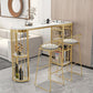 Glam White Marble Bar Table with Specialty Table Top Double Pedestal Table - 42" H Clearhalo 'Bar Furniture' 'Bar Tables' 'bar_tables' 'furn' 'furn_bar_tables' 'Furniture' 'furniture_bar_tables' 'Kitchen & Dining Furniture' 4463589