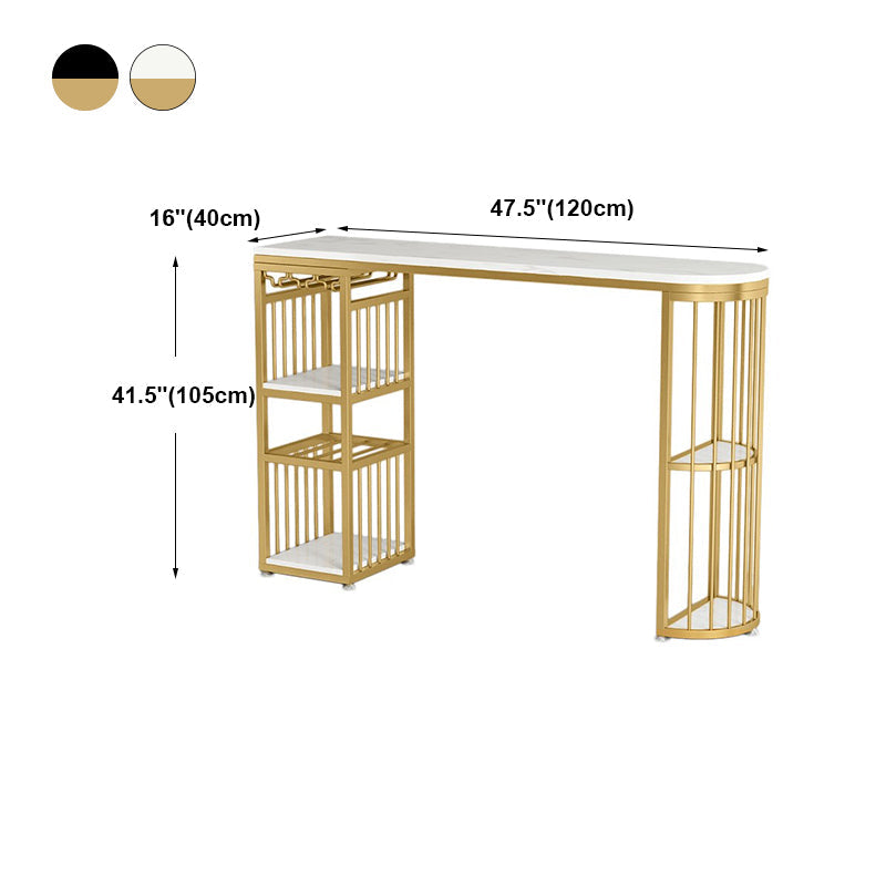 Glam White Marble Bar Table with Specialty Table Top Double Pedestal Table - 42" H Clearhalo 'Bar Furniture' 'Bar Tables' 'bar_tables' 'furn' 'furn_bar_tables' 'Furniture' 'furniture_bar_tables' 'Kitchen & Dining Furniture' 4463592