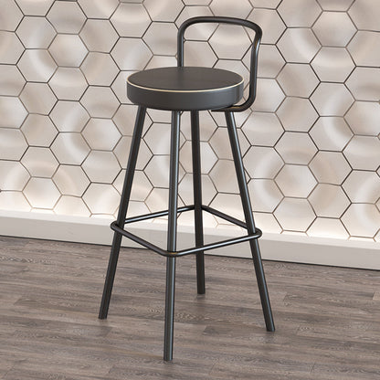 Contemporary Metal Leather Bar Stools Indoor Barstool with Iron Legs and Low Back,1 Piece Black Clearhalo 'Bar Furniture' 'Bar Stools' 'bar_stools' 'furn' 'furn_bar_stools' 'furniture_bar_stools' 'Kitchen & Dining Furniture' 'kitchen&dining_furn' 'kitchen' 'kitchen_furn' Furniture' 4463597