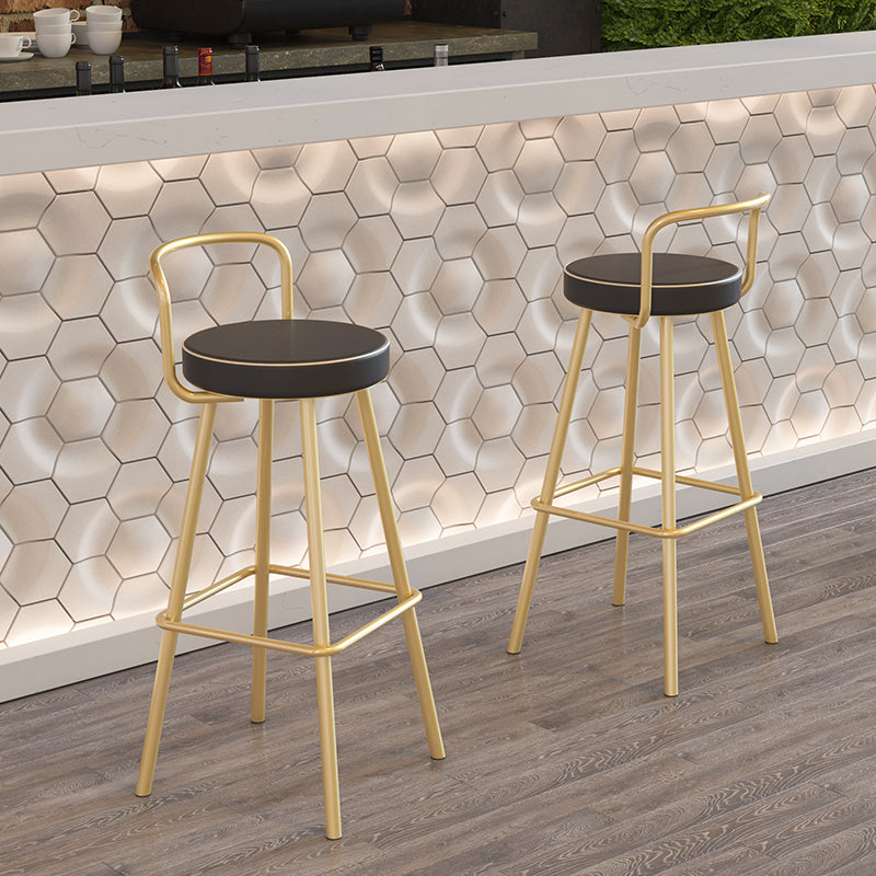 Contemporary Metal Leather Bar Stools Indoor Barstool with Iron Legs and Low Back,1 Piece Clearhalo 'Bar Furniture' 'Bar Stools' 'bar_stools' 'furn' 'furn_bar_stools' 'furniture_bar_stools' 'Kitchen & Dining Furniture' 'kitchen&dining_furn' 'kitchen' 'kitchen_furn' Furniture' 4463598