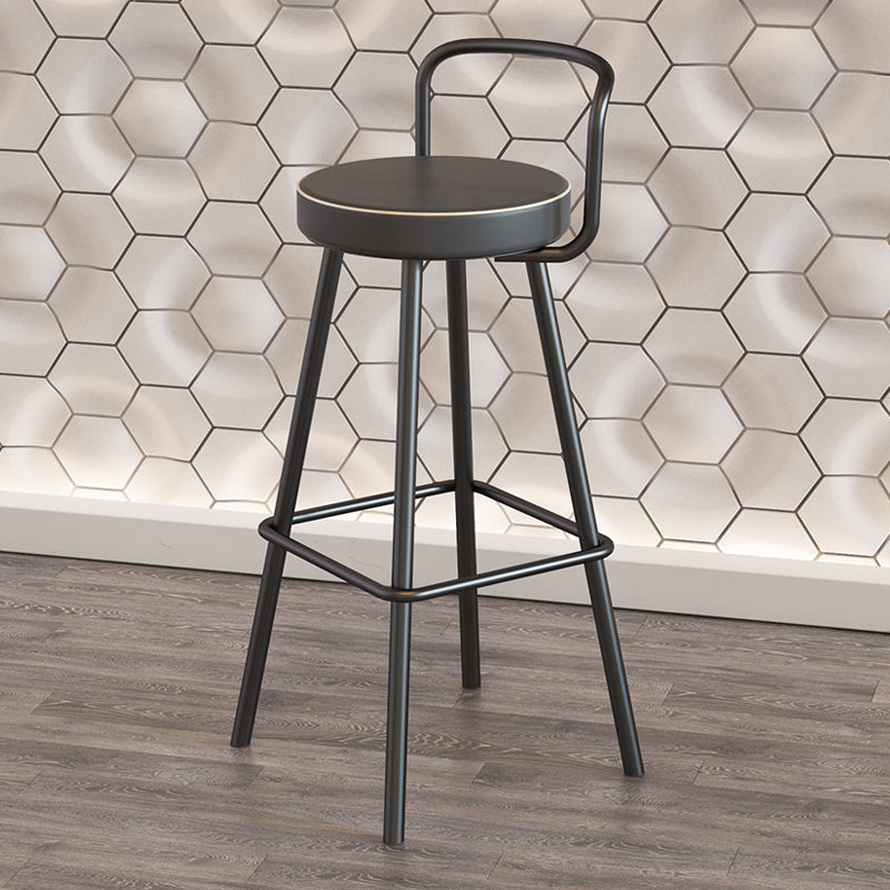 Contemporary Metal Leather Bar Stools Indoor Barstool with Iron Legs and Low Back,1 Piece Clearhalo 'Bar Furniture' 'Bar Stools' 'bar_stools' 'furn' 'furn_bar_stools' 'furniture_bar_stools' 'Kitchen & Dining Furniture' 'kitchen&dining_furn' 'kitchen' 'kitchen_furn' Furniture' 4463599
