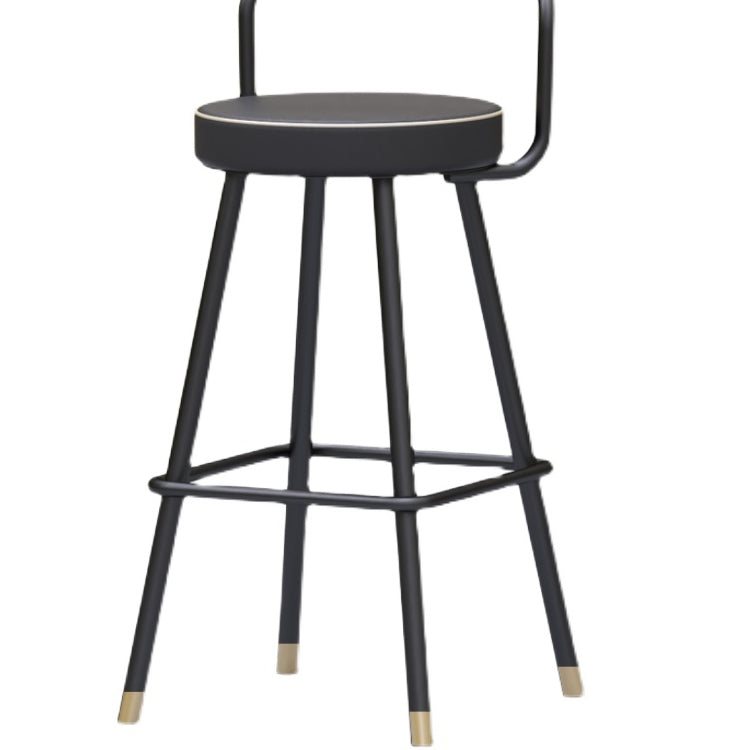 Contemporary Metal Leather Bar Stools Indoor Barstool with Iron Legs and Low Back,1 Piece Clearhalo 'Bar Furniture' 'Bar Stools' 'bar_stools' 'furn' 'furn_bar_stools' 'furniture_bar_stools' 'Kitchen & Dining Furniture' 'kitchen&dining_furn' 'kitchen' 'kitchen_furn' Furniture' 4463600