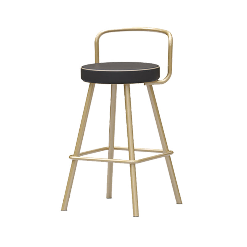 Contemporary Metal Leather Bar Stools Indoor Barstool with Iron Legs and Low Back,1 Piece Gold Clearhalo 'Bar Furniture' 'Bar Stools' 'bar_stools' 'furn' 'furn_bar_stools' 'furniture_bar_stools' 'Kitchen & Dining Furniture' 'kitchen&dining_furn' 'kitchen' 'kitchen_furn' Furniture' 4463601