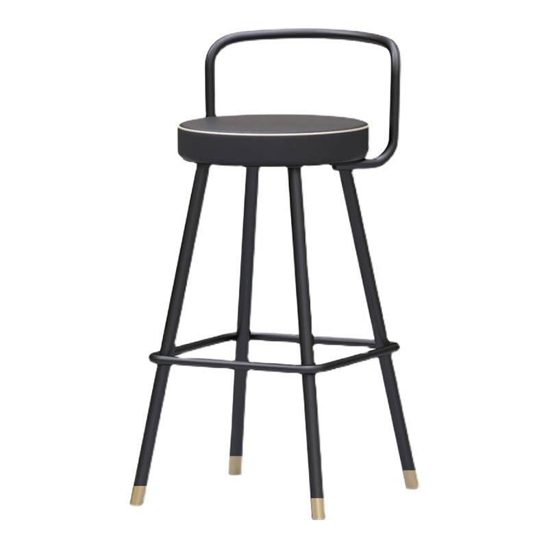 Contemporary Metal Leather Bar Stools Indoor Barstool with Iron Legs and Low Back,1 Piece Clearhalo 'Bar Furniture' 'Bar Stools' 'bar_stools' 'furn' 'furn_bar_stools' 'furniture_bar_stools' 'Kitchen & Dining Furniture' 'kitchen&dining_furn' 'kitchen' 'kitchen_furn' Furniture' 4463602