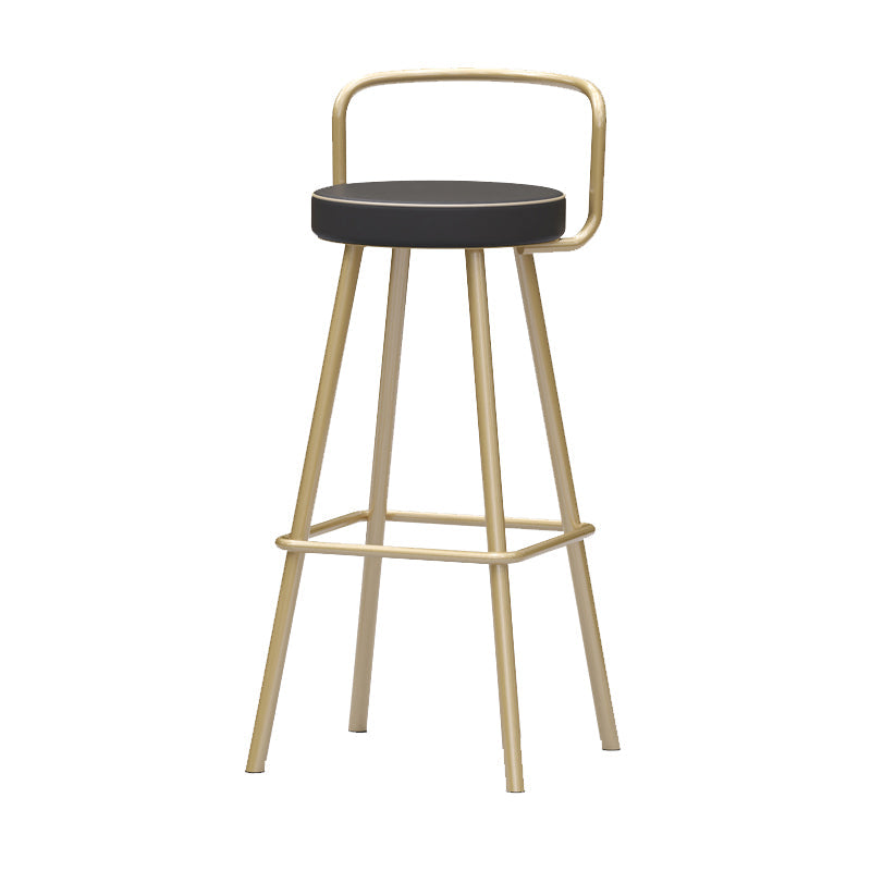 Contemporary Metal Leather Bar Stools Indoor Barstool with Iron Legs and Low Back,1 Piece Gold Clearhalo 'Bar Furniture' 'Bar Stools' 'bar_stools' 'furn' 'furn_bar_stools' 'furniture_bar_stools' 'Kitchen & Dining Furniture' 'kitchen&dining_furn' 'kitchen' 'kitchen_furn' Furniture' 4463603