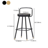 Contemporary Metal Leather Bar Stools Indoor Barstool with Iron Legs and Low Back,1 Piece Clearhalo 'Bar Furniture' 'Bar Stools' 'bar_stools' 'furn' 'furn_bar_stools' 'furniture_bar_stools' 'Kitchen & Dining Furniture' 'kitchen&dining_furn' 'kitchen' 'kitchen_furn' Furniture' 4463610
