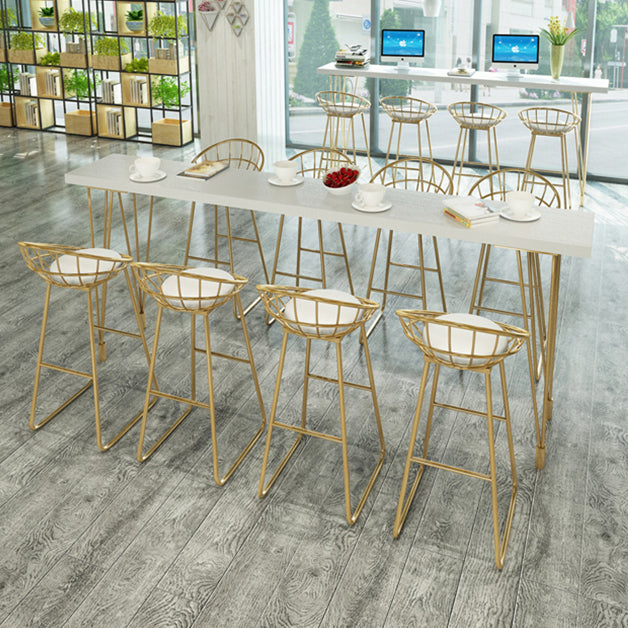 White Glam Style Bar Table in Iron and Wood Bar Indoor Bar Counter 78.7"L x 15.7"W x 41.3"H Without Chairs Clearhalo 'Bar Furniture' 'Bar Tables' 'bar_tables' 'furn' 'furn_bar_tables' 'Furniture' 'furniture_bar_tables' 'Kitchen & Dining Furniture' 4463613