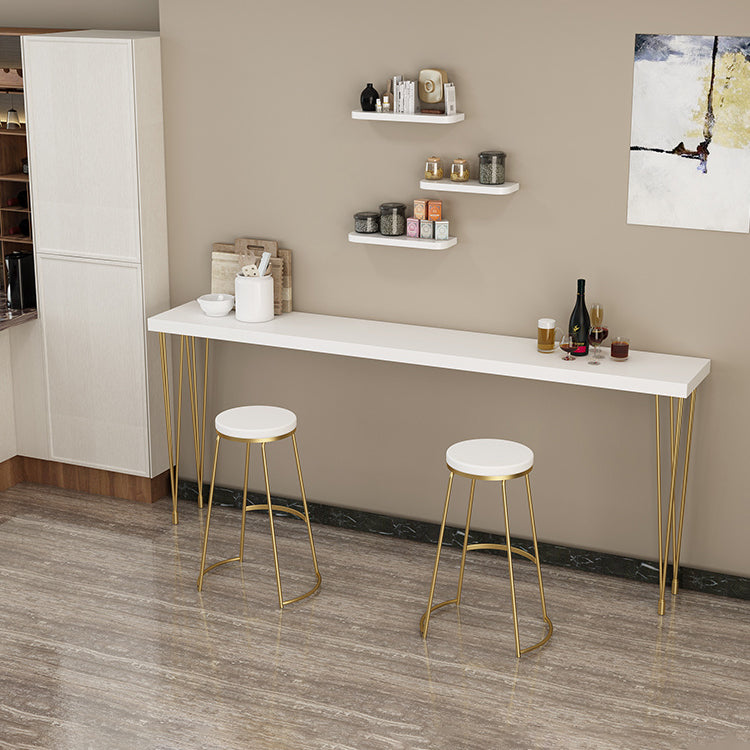 White Glam Style Bar Table in Iron and Wood Bar Indoor Bar Counter 70.9"L x 15.7"W x 41.3"H Without Chairs Clearhalo 'Bar Furniture' 'Bar Tables' 'bar_tables' 'furn' 'furn_bar_tables' 'Furniture' 'furniture_bar_tables' 'Kitchen & Dining Furniture' 4463614