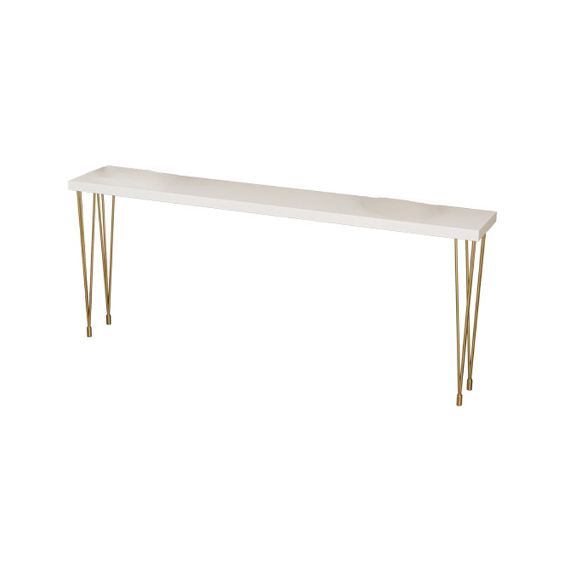 White Glam Style Bar Table in Iron and Wood Bar Indoor Bar Counter Without Chairs Clearhalo 'Bar Furniture' 'Bar Tables' 'bar_tables' 'furn' 'furn_bar_tables' 'Furniture' 'furniture_bar_tables' 'Kitchen & Dining Furniture' 4463615