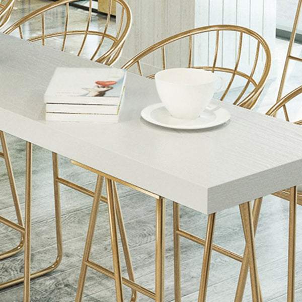 White Glam Style Bar Table in Iron and Wood Bar Indoor Bar Counter Clearhalo 'Bar Furniture' 'Bar Tables' 'bar_tables' 'furn' 'furn_bar_tables' 'Furniture' 'furniture_bar_tables' 'Kitchen & Dining Furniture' 4463617