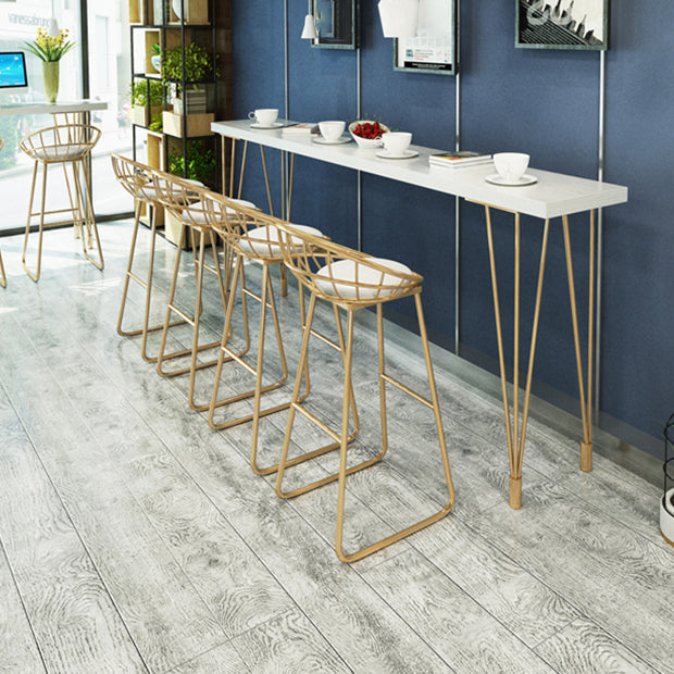 White Glam Style Bar Table in Iron and Wood Bar Indoor Bar Counter Clearhalo 'Bar Furniture' 'Bar Tables' 'bar_tables' 'furn' 'furn_bar_tables' 'Furniture' 'furniture_bar_tables' 'Kitchen & Dining Furniture' 4463619