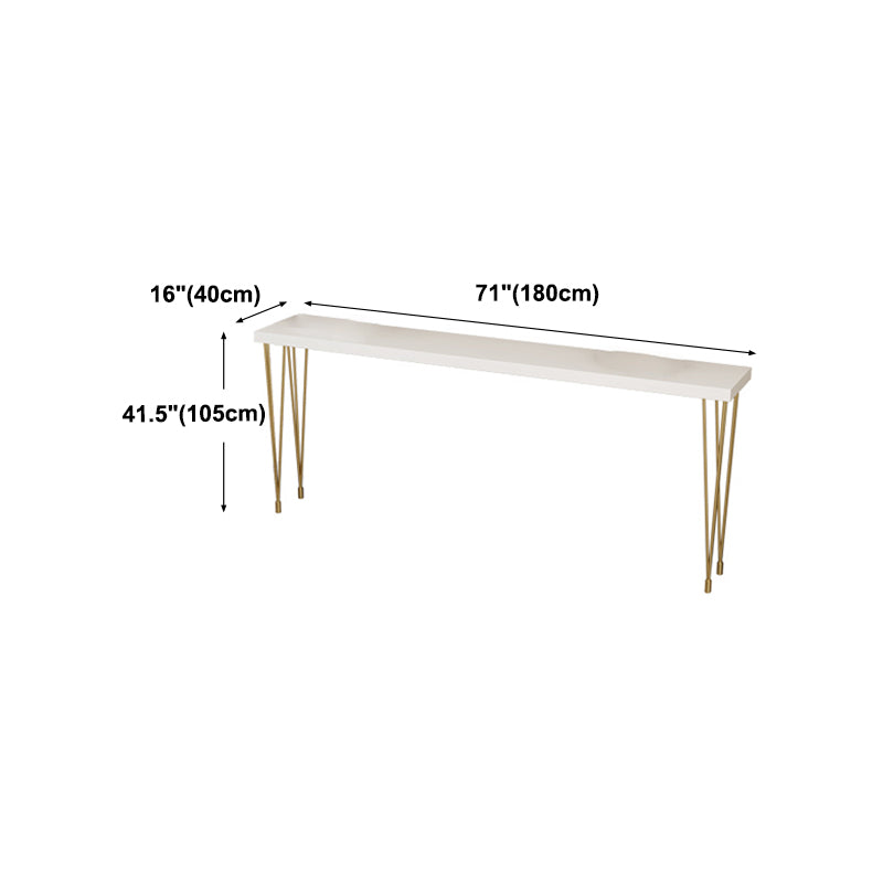 White Glam Style Bar Table in Iron and Wood Bar Indoor Bar Counter Clearhalo 'Bar Furniture' 'Bar Tables' 'bar_tables' 'furn' 'furn_bar_tables' 'Furniture' 'furniture_bar_tables' 'Kitchen & Dining Furniture' 4463621