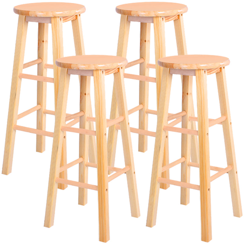 Contemporary Solid Wood Barstools Indoor Bar Stool with Wood Seat and Footrest Wood 4 Piece Set Clearhalo 'Bar Furniture' 'Bar Stools' 'bar_stools' 'furn' 'furn_bar_stools' 'furniture_bar_stools' 'Kitchen & Dining Furniture' 'kitchen&dining_furn' 'kitchen' 'kitchen_furn' Furniture' 4463633